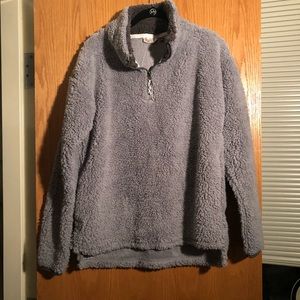 Fuzzy pullover.